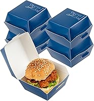 Vista 30 de Restaurantware Mini cajas de hamburguesas de 2.5 x 2.5 x 2 pulgadas, 100 recipientes de alimentos con tapa con bisagras, cajas desechables de papel