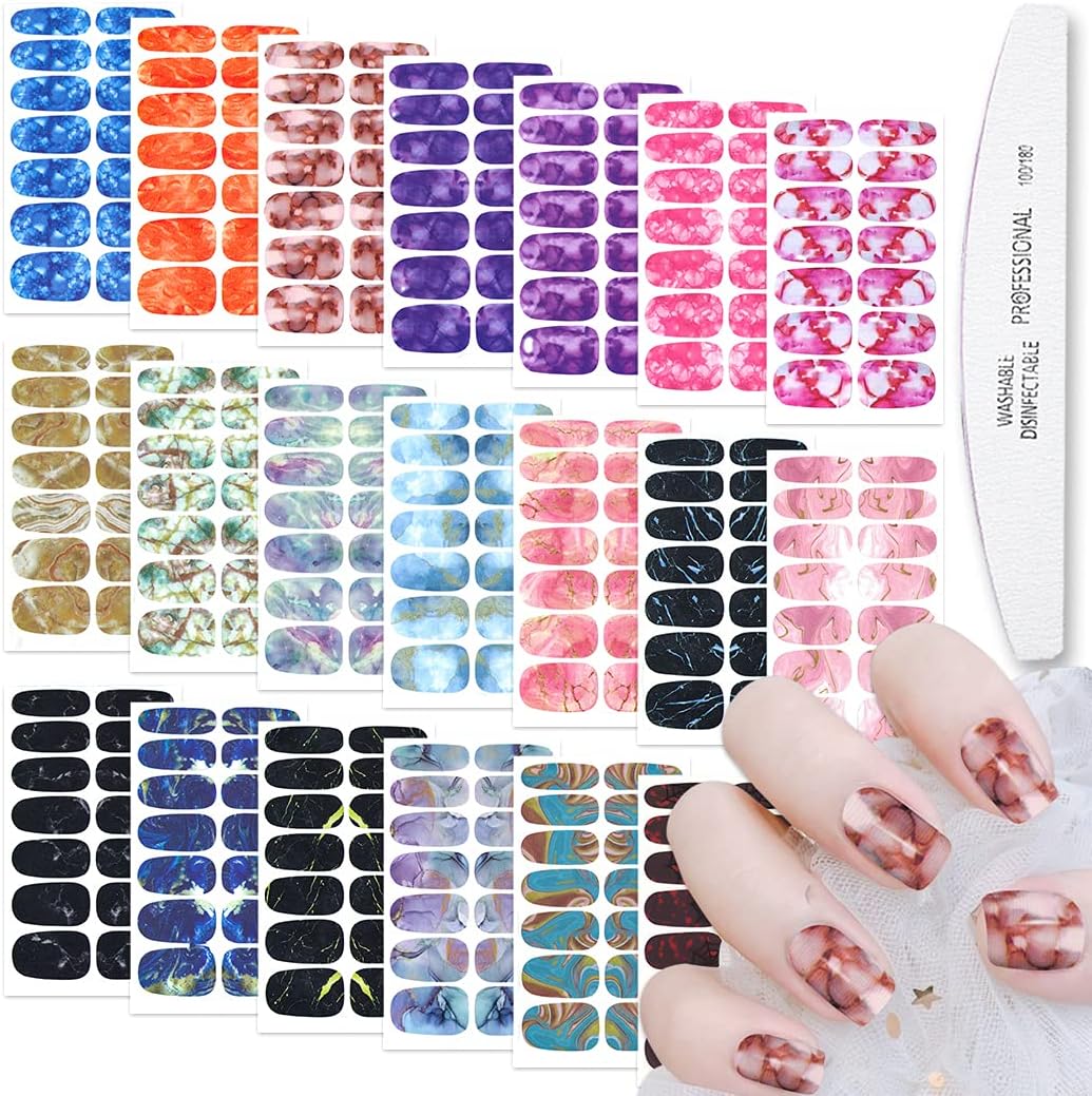 WOKOTO 20 Sheets Marble Nail Polish Stickers Stick On Nail