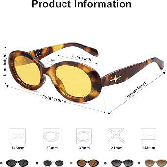 SOJOS Retro Oval Polarized Sunglasses for Women Men 90s Vintage UV400 Protection Tiny Sun Glasses SJ2286