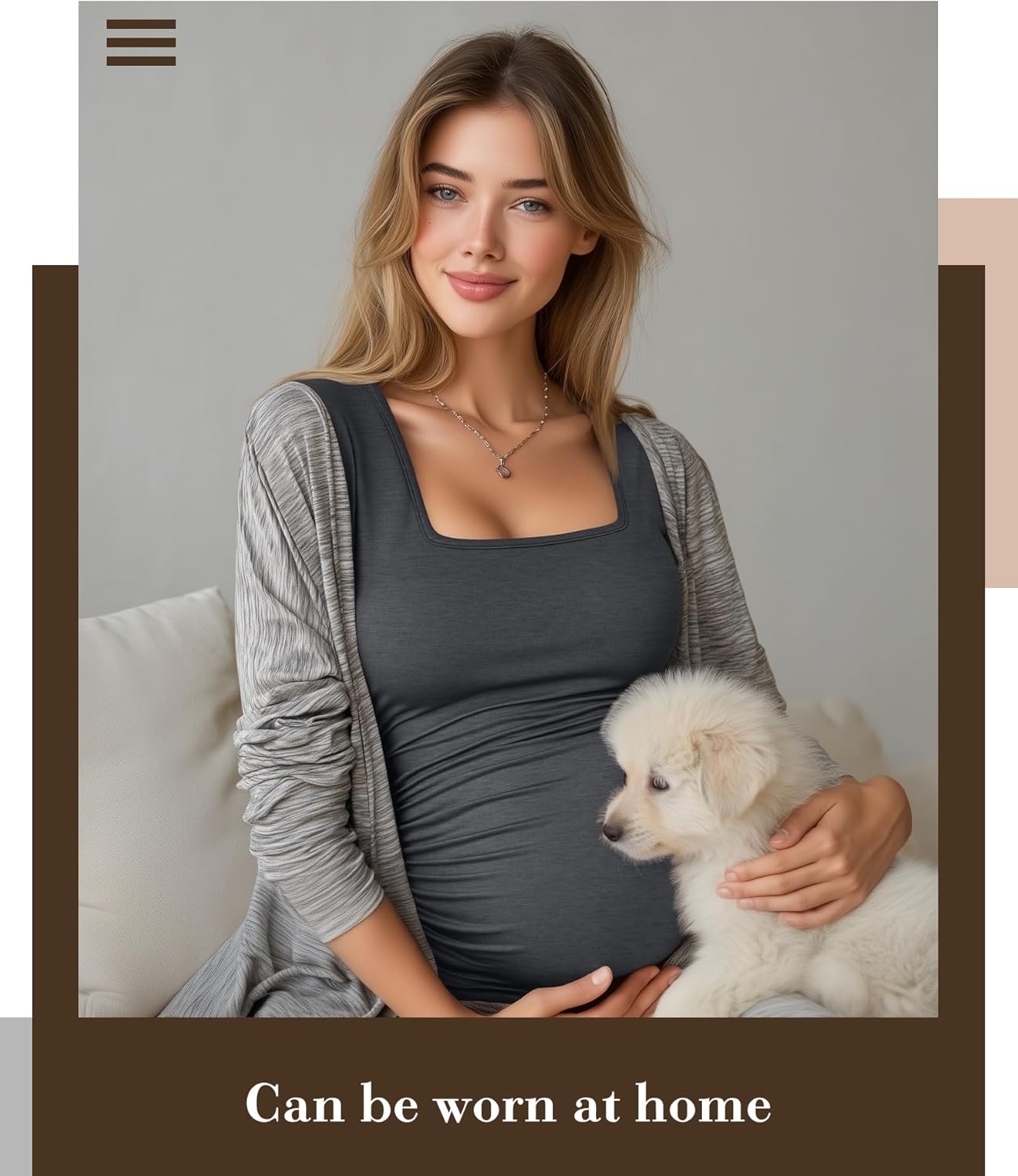 3 Pack Women's Maternity Shirts Long Sleeve Side Ruched Pregnancy Tops Square Neck Basic Tunic Knit Mama Clothes - Image 2