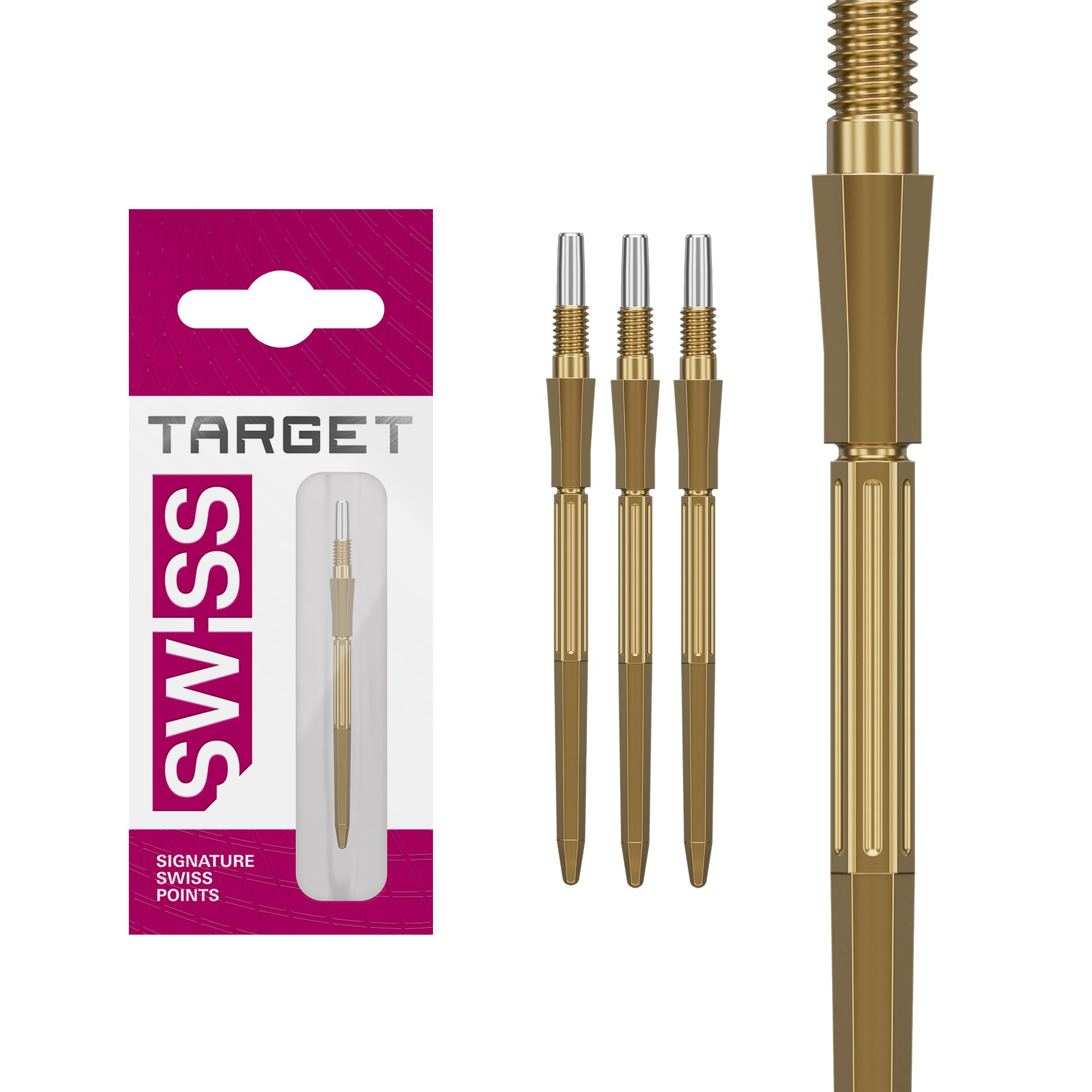 Target Darts Elysian Archetype 43 Swiss Point | 3 Pack Set of Tips | 35MM – Gold | Change Dart Points, Swiss Storm Points, Professional Darts Accessories
