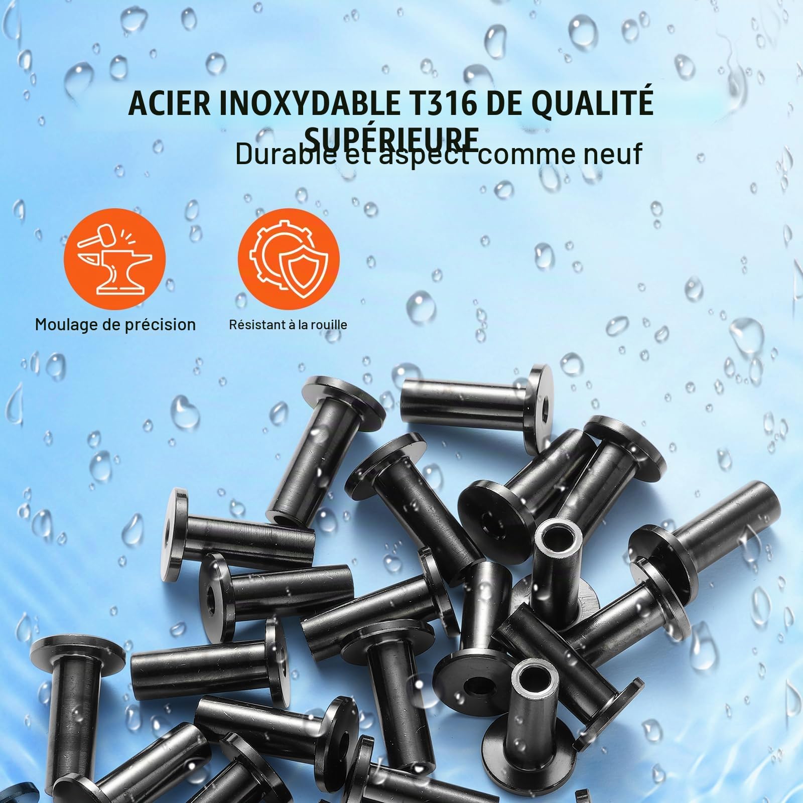 VEVOR Manchons de protection acier inoxydable T316 pour garde-corps 101PCS câble métallique 1/8" T316 qualité marine, avec foret installation facile pour bricolage de balustrade, garde-corps, argent