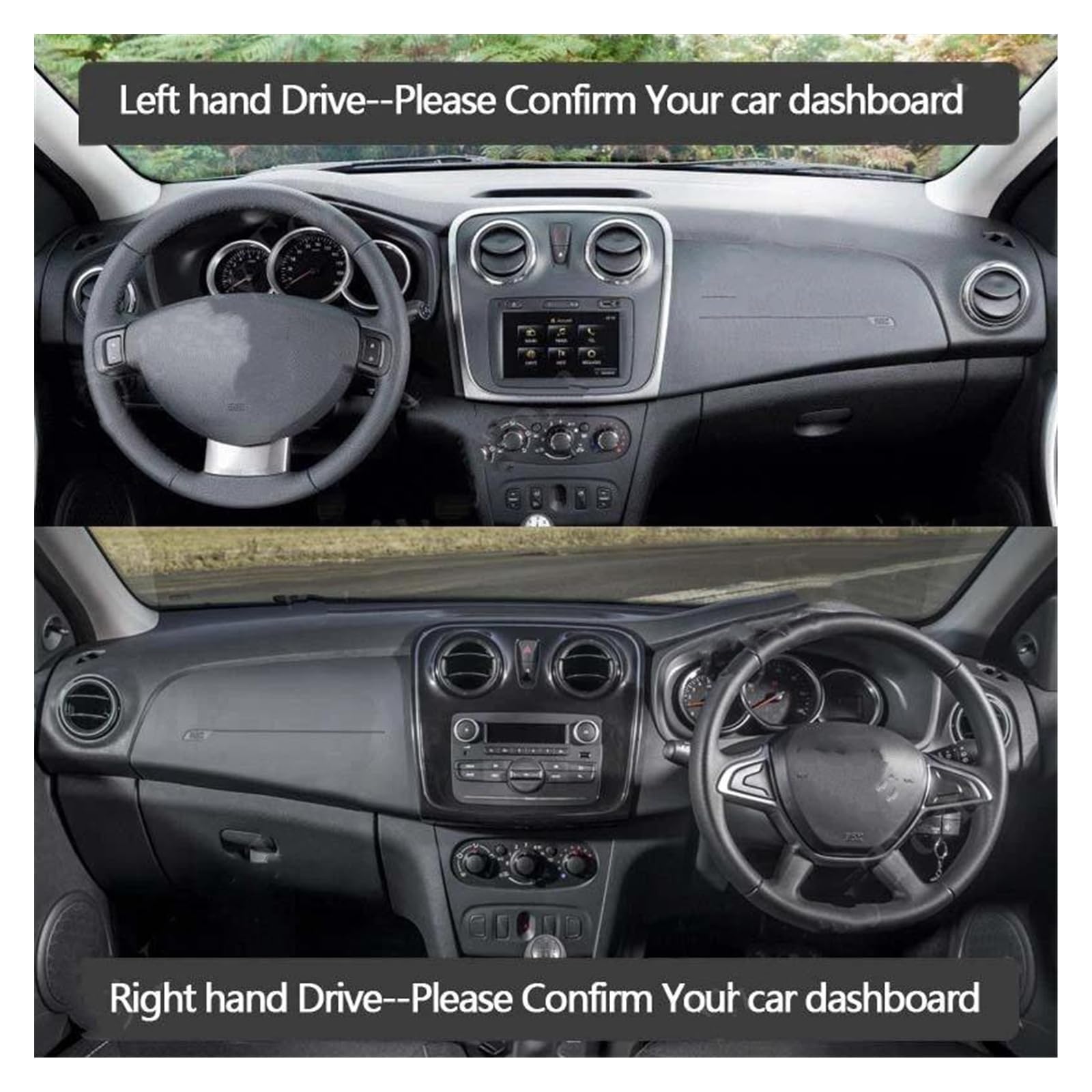 Armaturenbrett Abdeckung Armaturenbrett-Abdeckung Armaturenbrett-Matte Teppich-Pad Sonnenschutz-Umhang-Kissen Für Dacia Für Sandero Für Stepway II 2 RS 2013-17 2018 2019 2020 Armaturenbrett Teppich(Bl