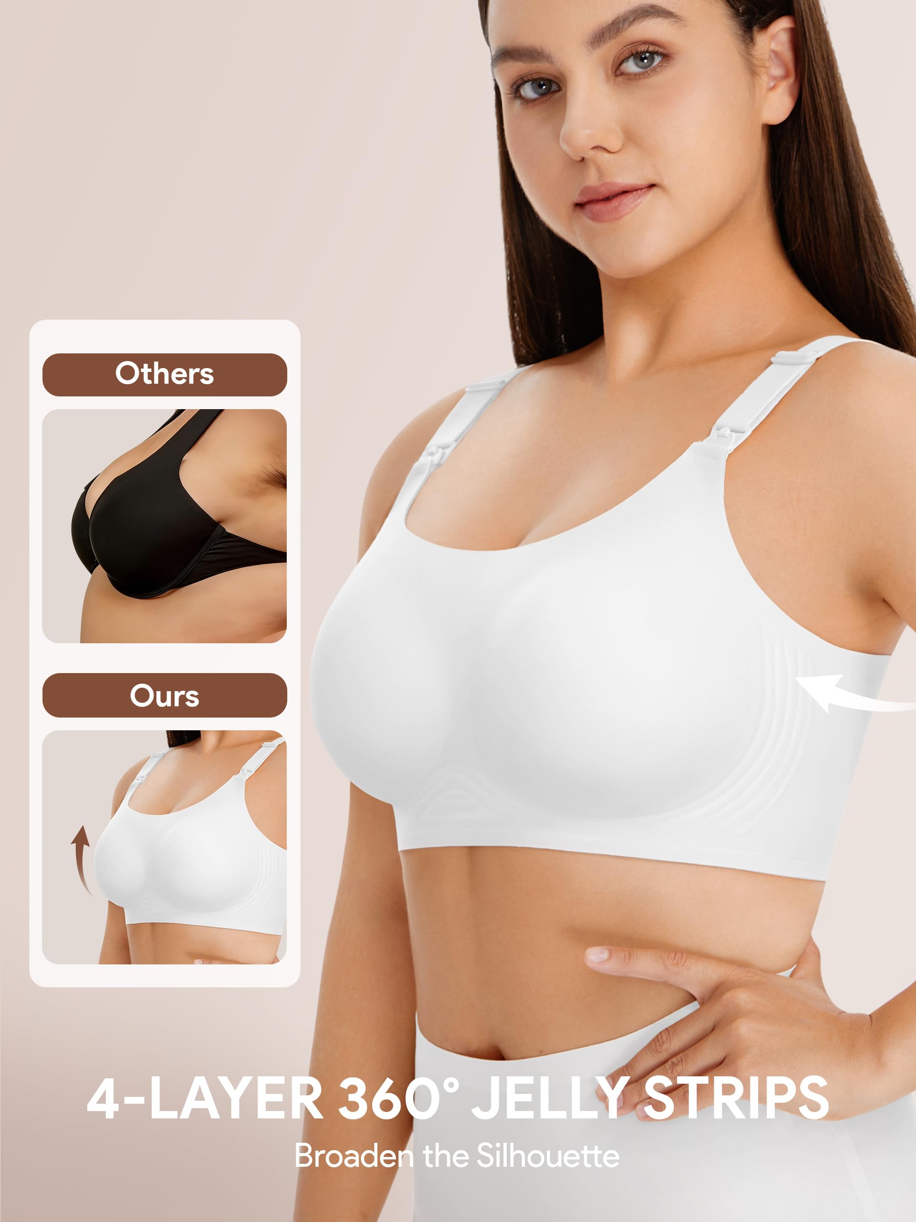 Angelhood Brasier de lactancia sin costuras para mujer, sin varillas, cobertura completa, brasier de lactancia con extensor extra
