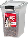 IRIS USA WeatherPro Airtight Dog Food Storage Container, Holds Up to 4.5 kg, For Dog, Cat, Bird and Other Pets, Keeps Food Fresh, Keeps Pests Out, Translucent Body, Zero BPA, Gray