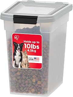 IRIS USA Airtight Pet Food Storage Container WeatherPro 10 lbs - BPA-Free, Translucent Bin for Dog Cat Bird Food, Made in USA