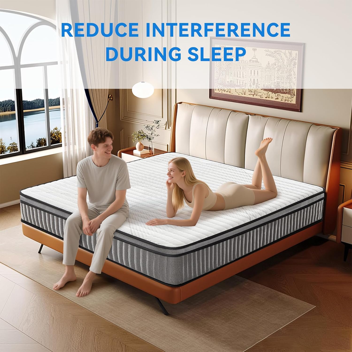 Hybrid Mattress, Bed Mattress with Pocket Springs & Gel Memory Foam, Pressure Relief Support, Bed in a Box (10inch, King)