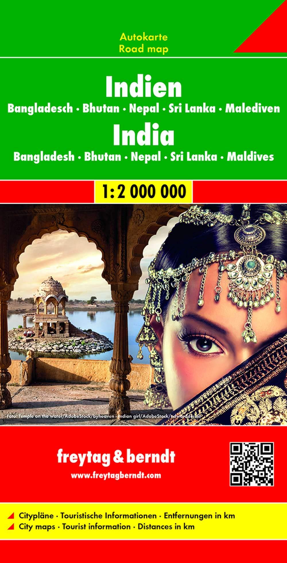 Indien : Bangladesch : Bhutan : Nepal : Sri Lanka : Malediven = India : Bangladesh : Bhutan : Nepal : Sri Lanka : Maldives Map – Folded Map, June 1, 2016