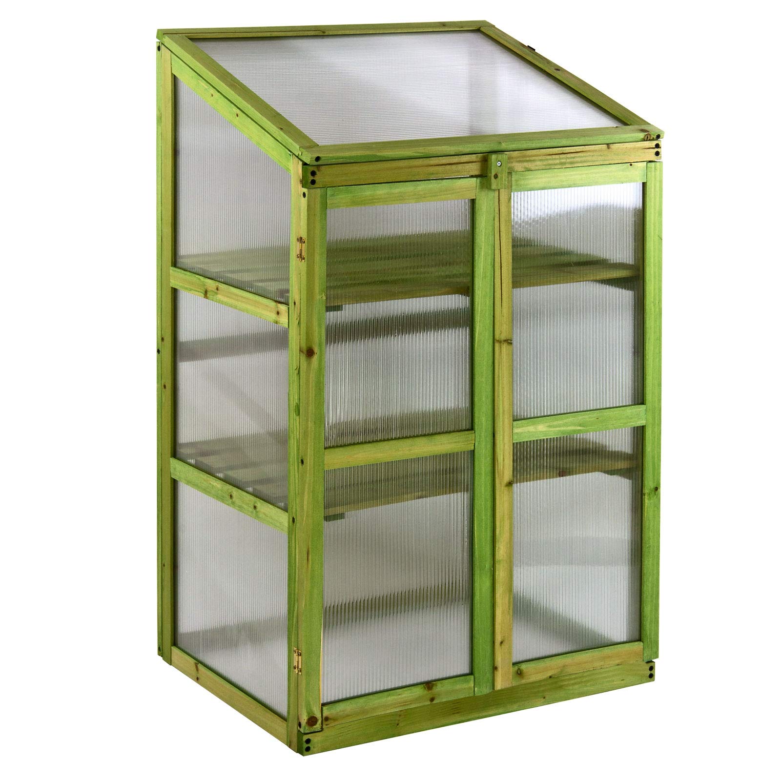 DEMA Holz Frühbeetschrank Lazise, Aufzuchtschrank, Gewächshaus 61x45x101 cm, Robust, Langlebig, für Garten, Pflanzenaufzucht, Gemüse, Kräuter, Balkon, Salzimprägniert, mit Stegplatten