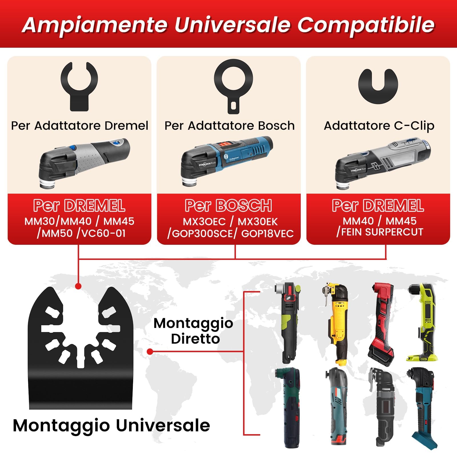 10Pezzi Titanio Lame Utensile Multifunzione Accessori per Utensili Oscillanti Lame Multifunzione Compatibili con DeW Makita Rockwell Bosch Milwaukee (10pz)