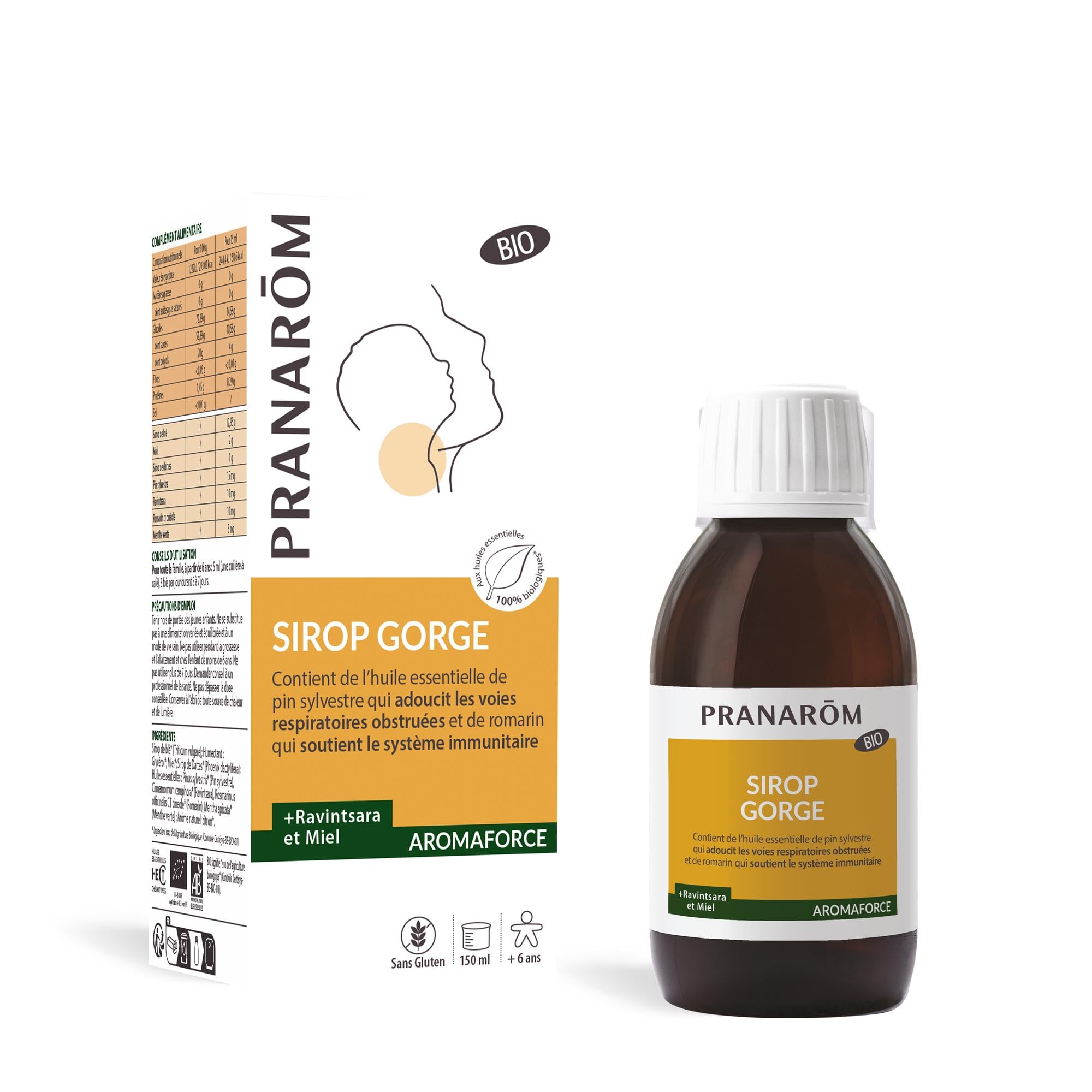 Pranarôm Aromaforce Sirop Gorge Miel/Ravintsara BIO