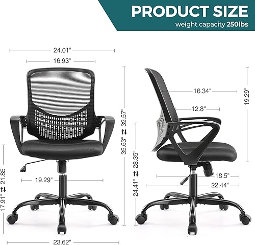 Miniatura 3 de Silla de oficina silla de escritorio silla de computadora silla de oficina ergonómica de malla silla de escritorio con reposabrazos de soporte