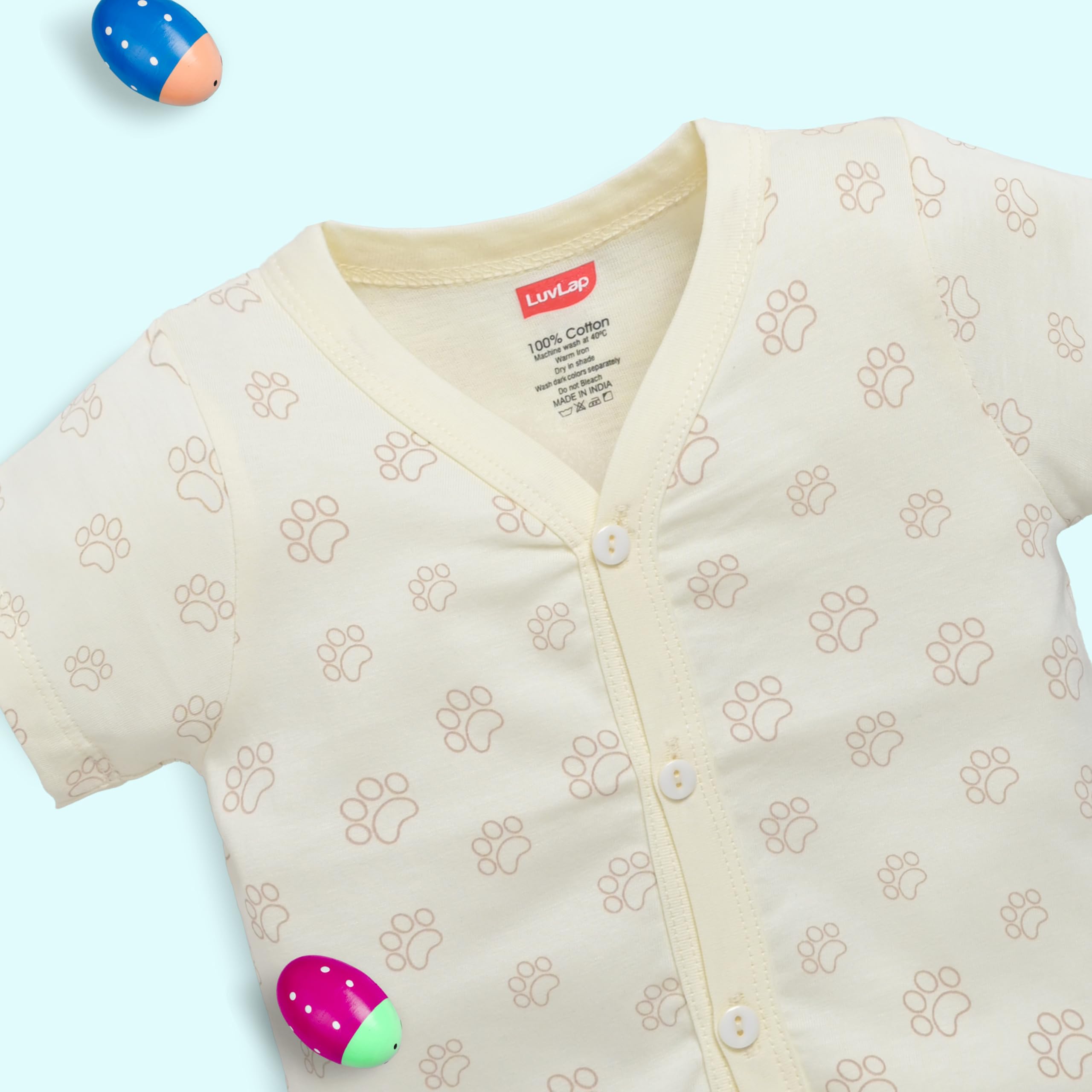 LuvLap Unisex's Regular Fit H/S Jhabla (LLAMZGR0105_Multicolour-6 3 to 6 Months) - Image 7 thumbnail