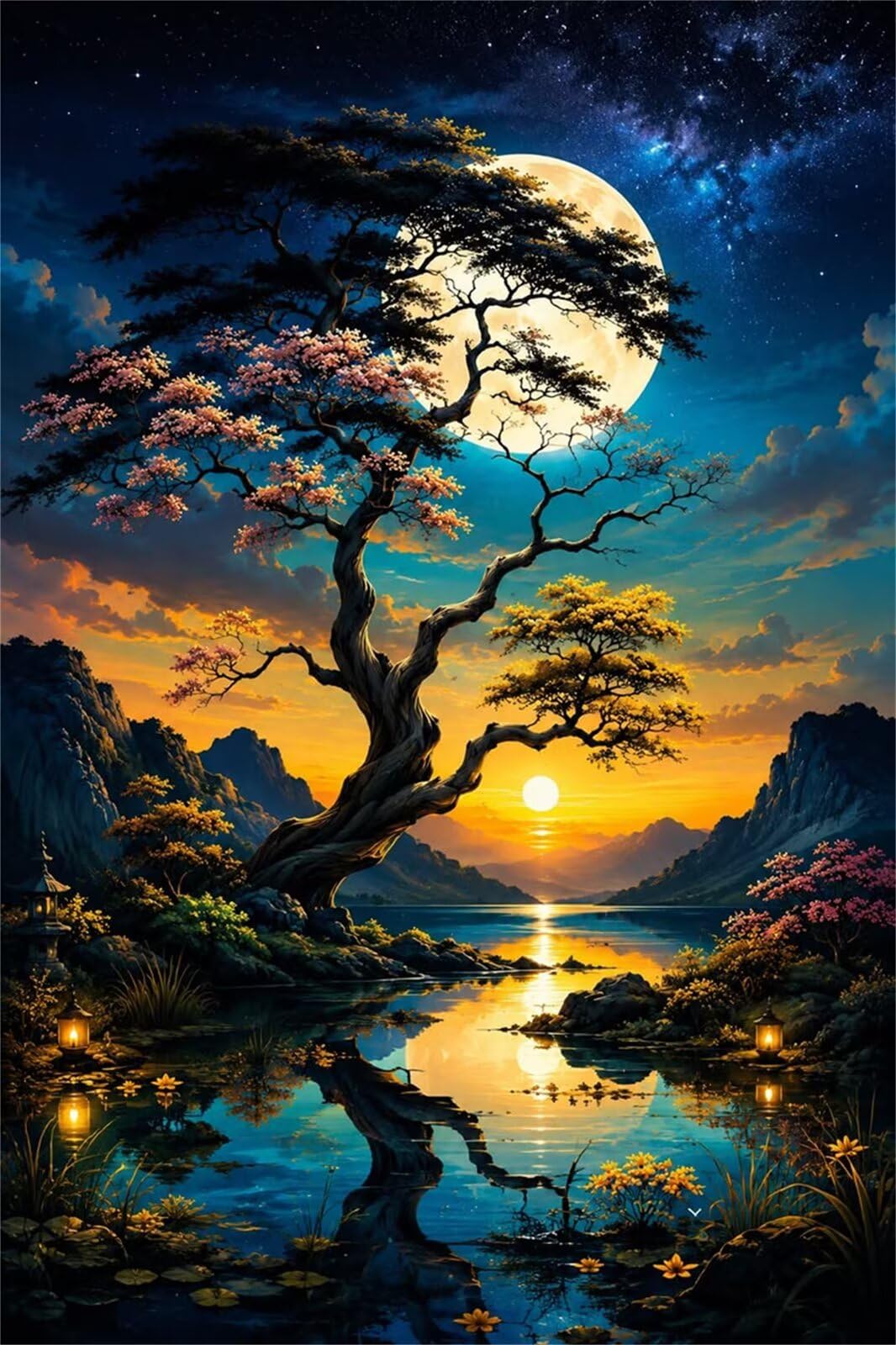 Puzzle 1500 Pezzi per Adulti, Tramonto Sull'Albero della Luna, Rompicapo Classico per Passatempo e Relax, Splendida Decorazione per Pareti e Idea Regalo