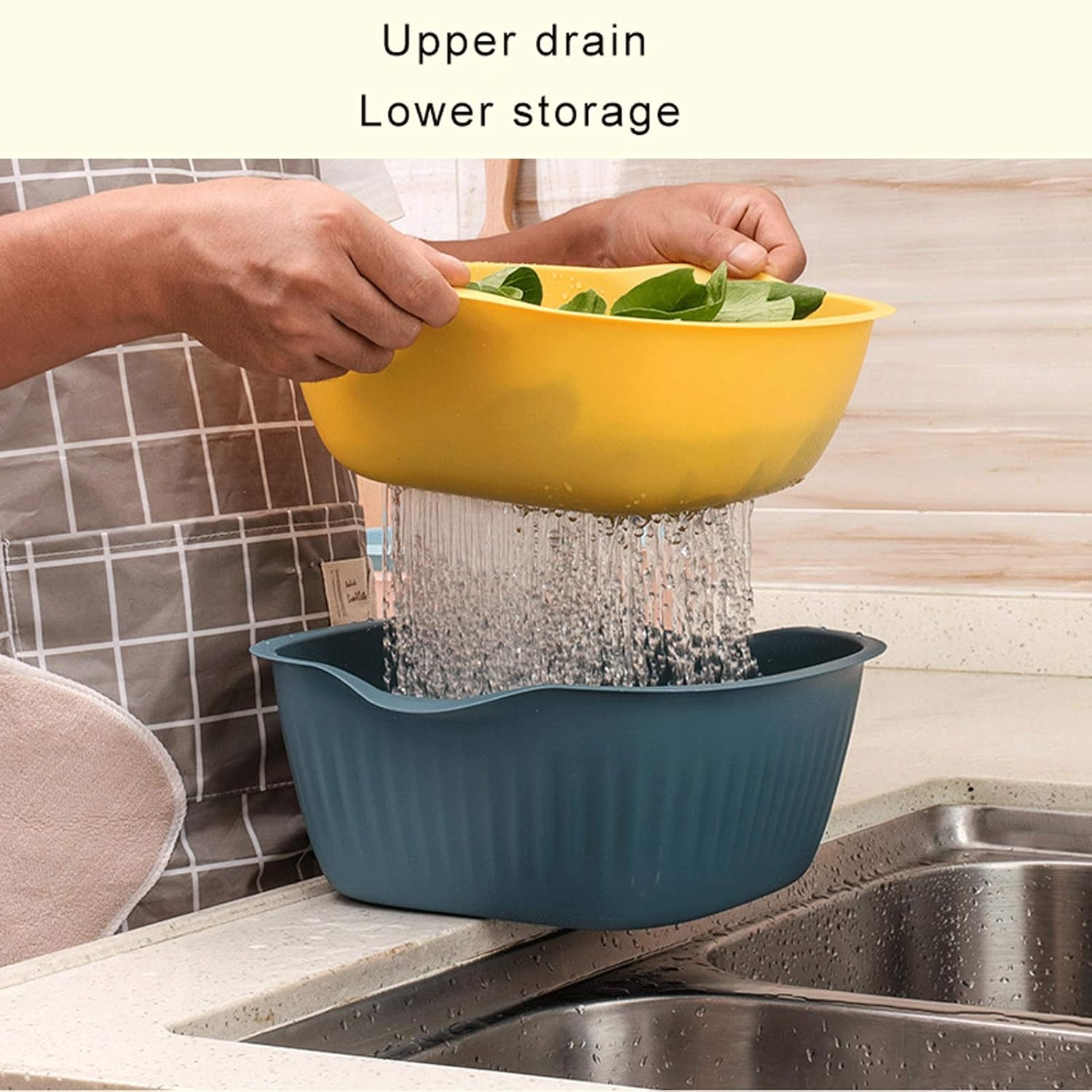 Colanders Colander/Filter Bowl Set 2-in-1 Kitchen 6-Piece Drain Basket Bowl Multifunctional Plastic Strainer for Washing Fruits Vegetables and Salads Colanders & Food Strainers (Color : Pink) (Pink)