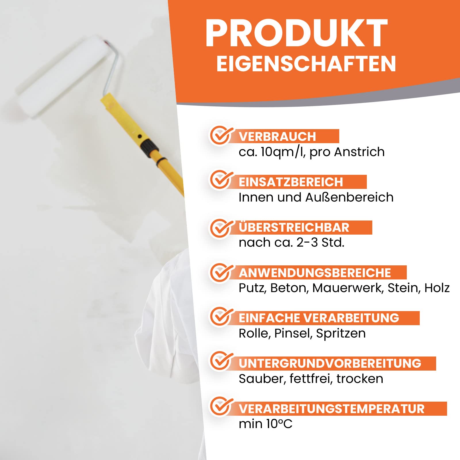 BEKATEQ Grundierung 10l für Fassadenfarbe, Wandfarbe innen und aussen, Sockel - Fassadengrundierung, Wandgrundierung, Tiefengrund, Haftgrund BE-516
