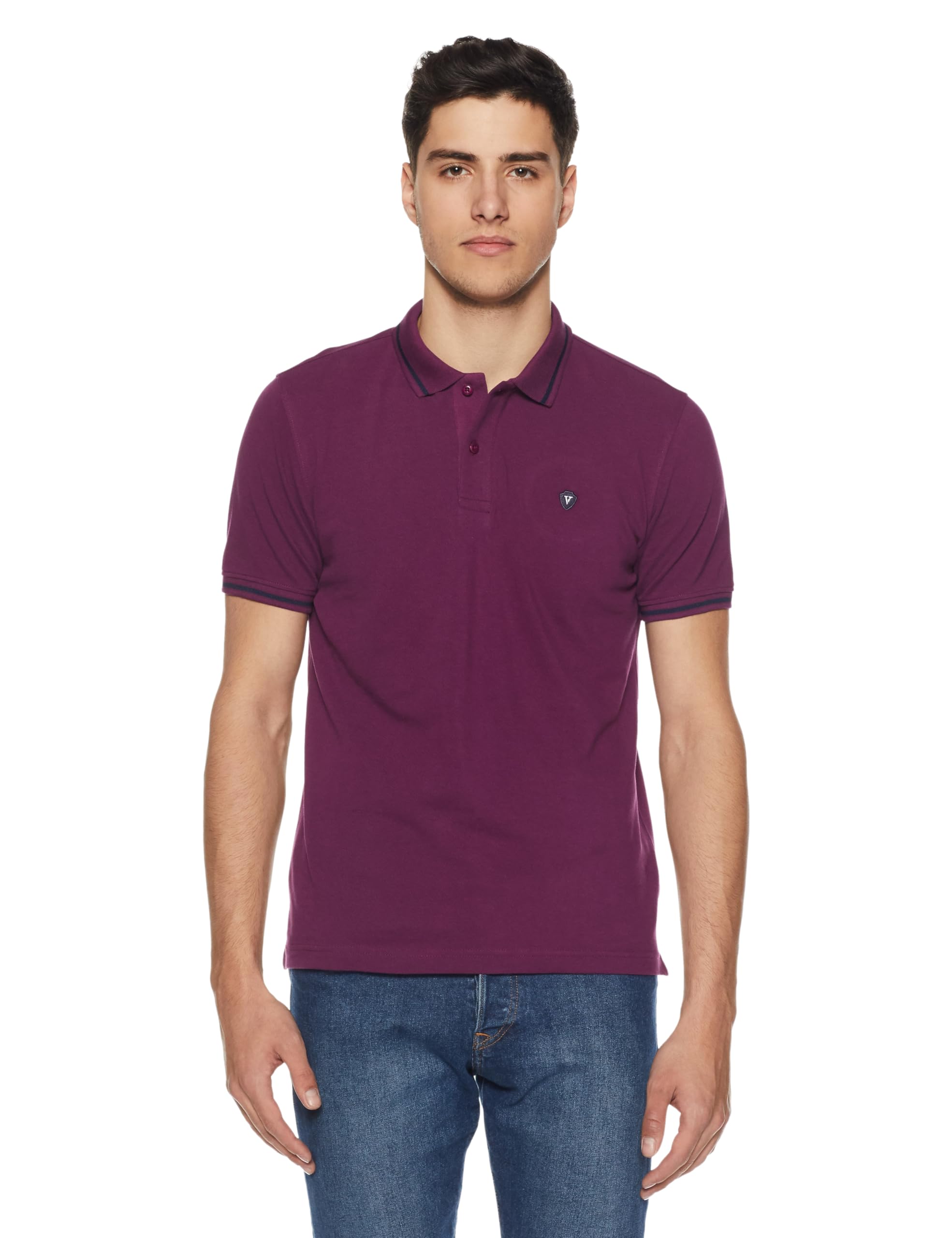 Van HeusenMen's Cotton Solid Regular Fit T-Shirt