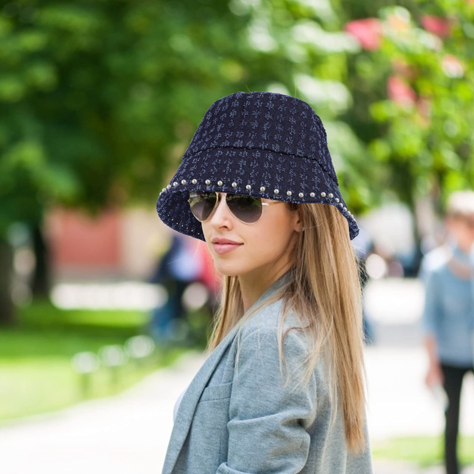 SOIMISS Chapeau de pêcheur Casquettes de Soleil pour Femmes Chapeaux Dames Bonnet Casquette Femme Bucket Hat Casquette Jean Casquettes décontractées pour Femmes bob en Jean Blue