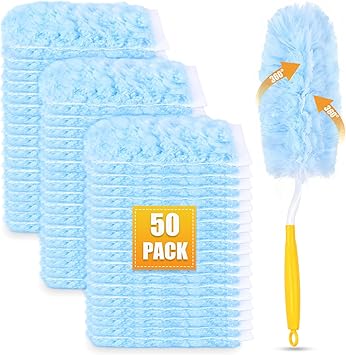 50 Pack Duster Refills for Swiffer Duster,Disposable Duster Refill Kit for Cleaning Home, Office, Ceiling Fans, Furniture 50 Count Refills +2 Handles
