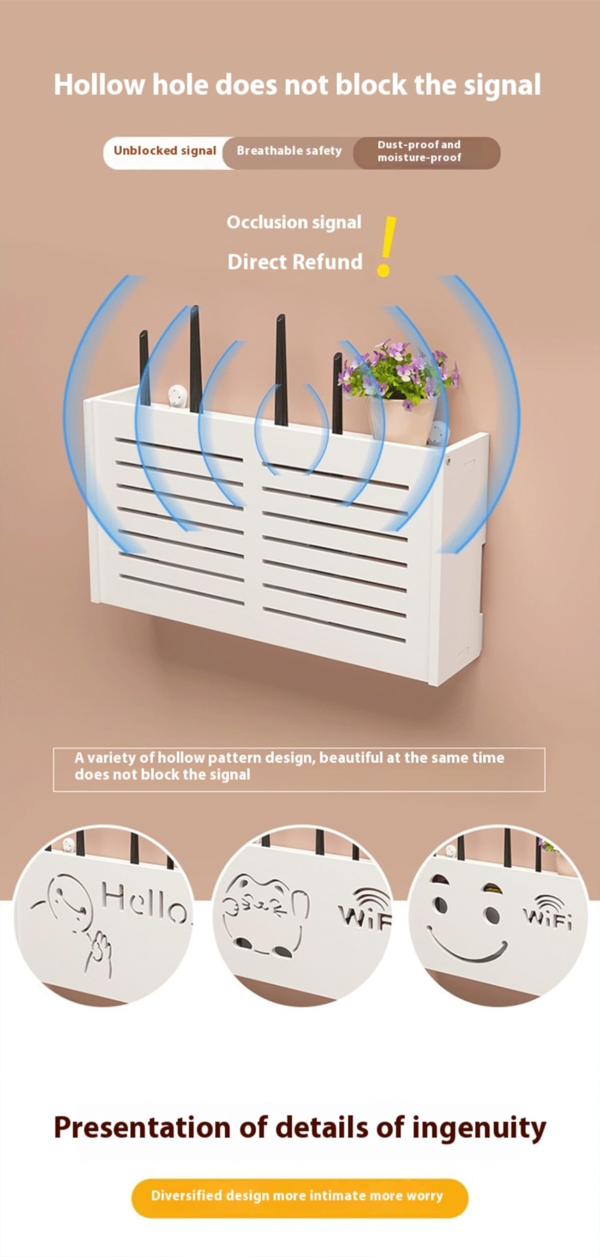 1 caja de almacenamiento para enrutador, organizador de almacenamiento versátil para enrutador inalámbrico,estante inalámbrico para sala de estar,caja de almacenamiento WiFi montada en la pared, decor