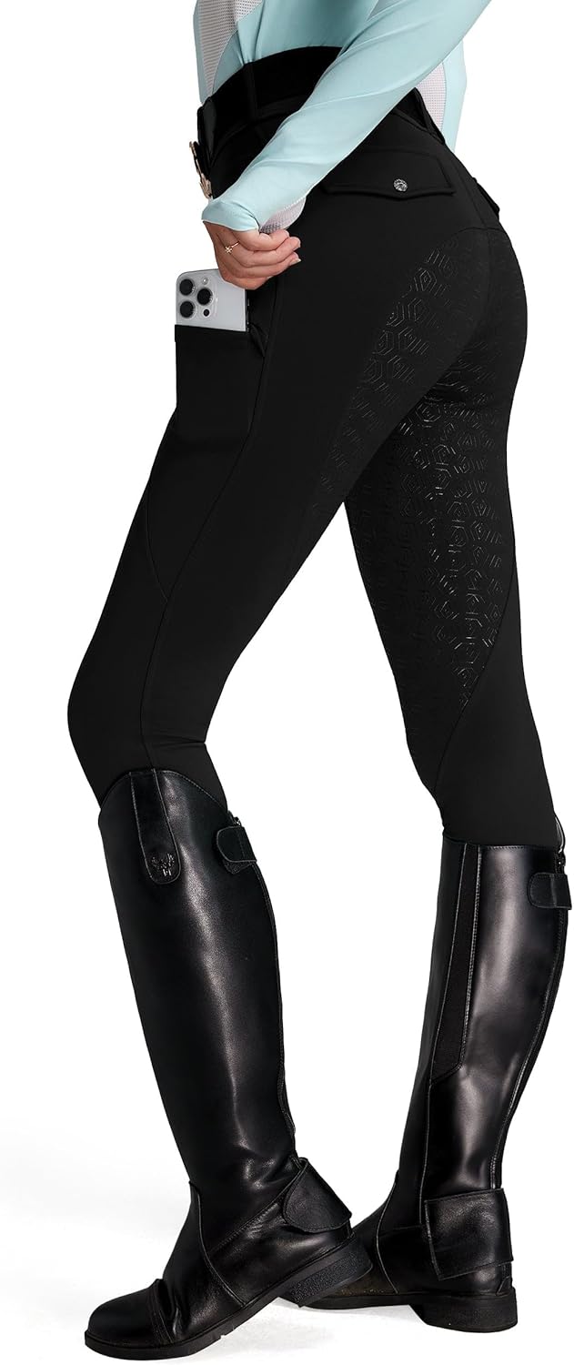 FitsT4 Sports Women's Fleece Horse Riding Pants Full Seat Equestrian Breeches Winter Riding Tights with Pockets