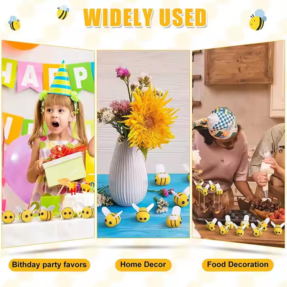 20 Piezas Mini Abeja de Fieltro de Lana de Abeja 20 mm Ideal para Manualidades, Fiestas y Decoración del Hogar