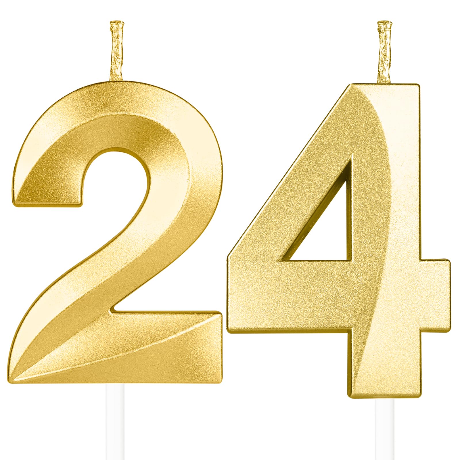 Yiran 3D Birthday Candles, Gold Candle Number 24th Candle, Birthday Candle for Cake, Boys Girls Cake Topper Birthday Candles Number 24 Birthday,Party Wedding Anniversary Celebration Supplies