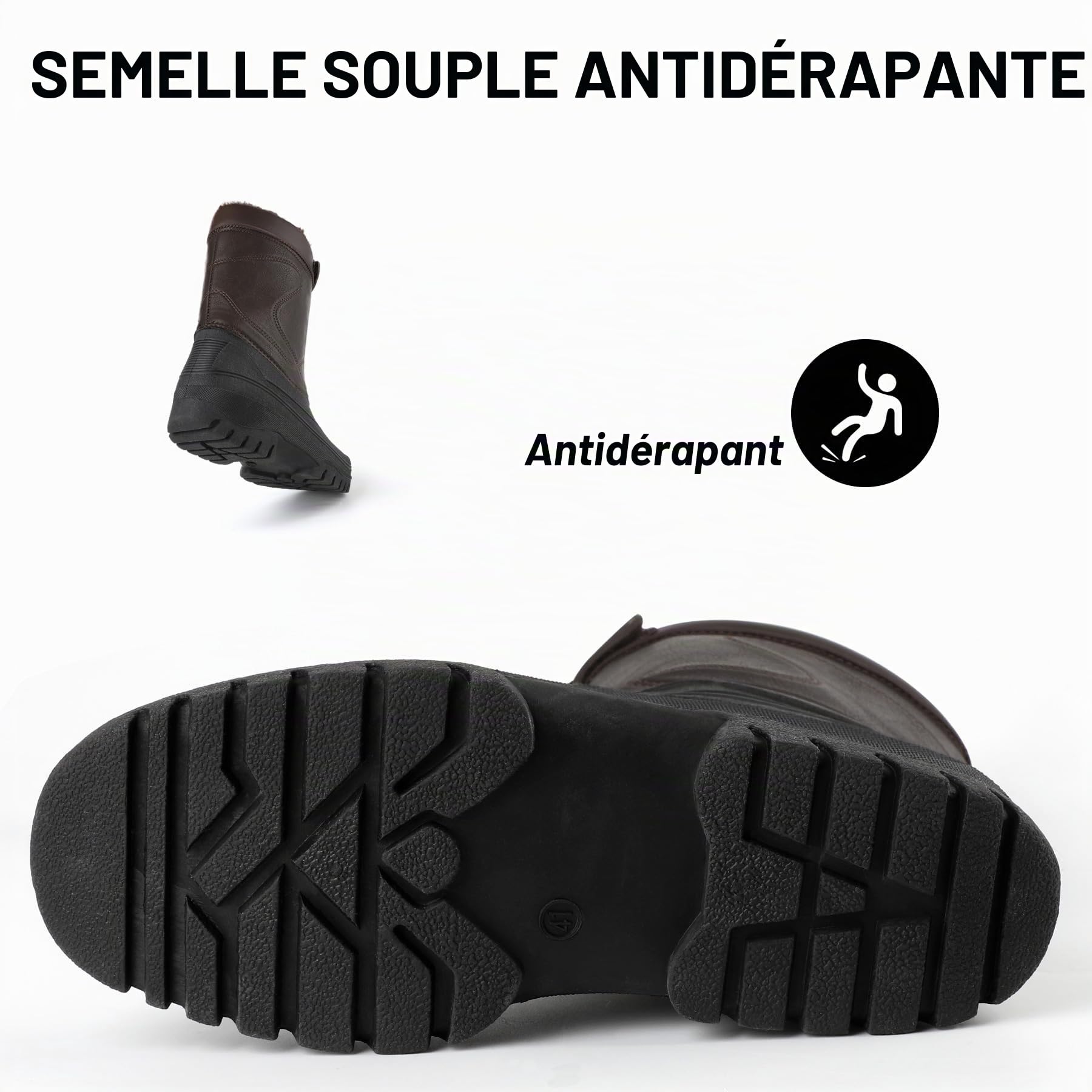Knixmax Bottes Hiver Homme Chaussures Neige Chaudes Imperméables à Doublure Polaire Semelles Anti-Dérapantes pour Temps Froid et Neige Brun Taille EU45