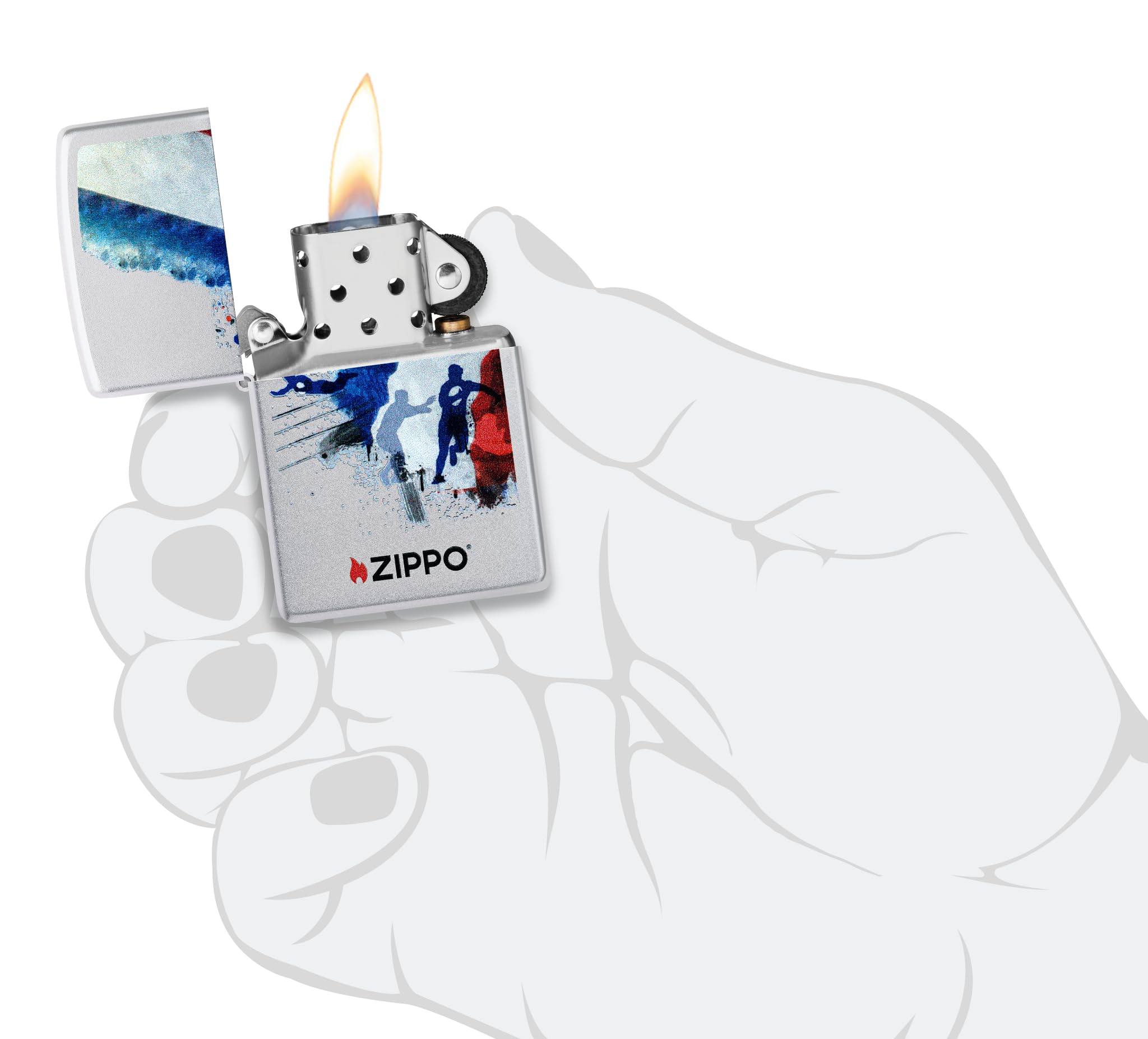 Zippo RuGBy Zapalniczka Sztormowa, Kolorowy Nadruk, do Napełniania, Wielokrotnego Użytku, Wiatroodporna Konstrukcja, Pudełko na Prezent, Wykonano w USA, Satynowy Chrom (Satin Chrome)