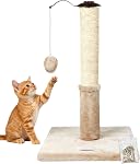 Happi N Pets 22"/56CM Cat Scratching Post, Natural Sisal Scratchers Trees for Indoor Cats, Featuring with Rotatable Hanging Balls & Stable Base, Cat Scratch Posts for Kittens-Black