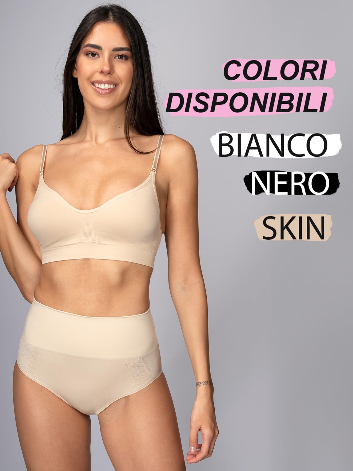 1/3pz Slip Modellante e Contenitivo a Vita Alta con Tassello Antibatterico con Cinturino Antiscivolo Art. 311300