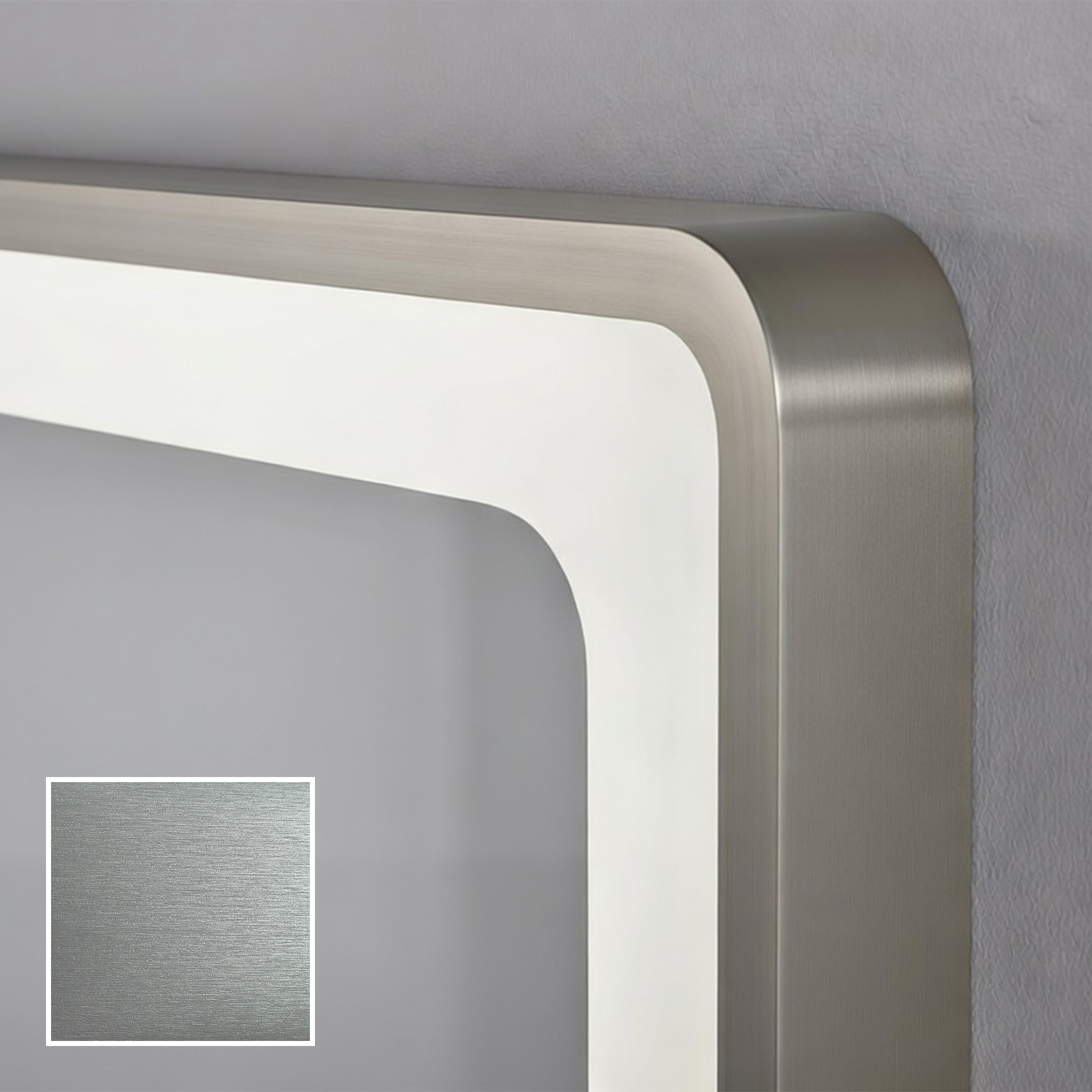 A ARTFORMA Specchio Bagno Moderno LED Rettangolare 80x60 cm - Specchio Bagno con Luce LED | Anti-Appannamento | Comando Touch | Specchio moderno da parete - Argento Spazzolato