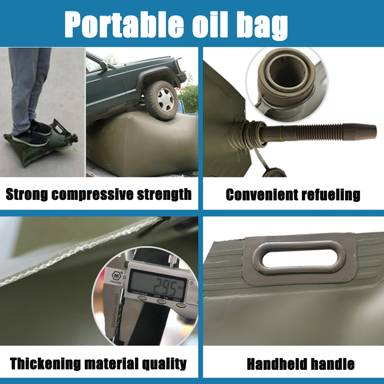 Garrafa Ġãṣôliňa 10L 20L 30L, Bidon Ġãṣôliňa Blanda Portátil, Bolsa de Combustible TPU Plegable de Emergencia Al Aire Libre, Verde,20L