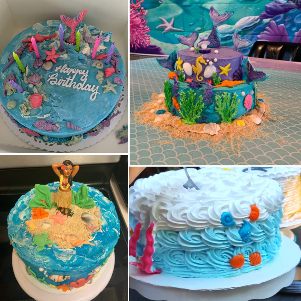 RICKMASK 6 stuks siliconen vormen fondant siliconen vorm zeemeermin oceaan dieren fondant vorm 3D zeepvormen siliconen doe-het-zelf bakvormen set voor kinderen, snoep, snacks, gebak bakken