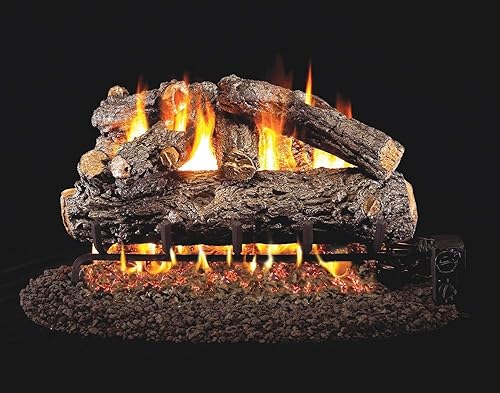 RH Peterson Co. Juego de troncos de chimenea de gas de diseño de roble rústico estándar (HRD-16), troncos de fuego ventilados realistas de 16