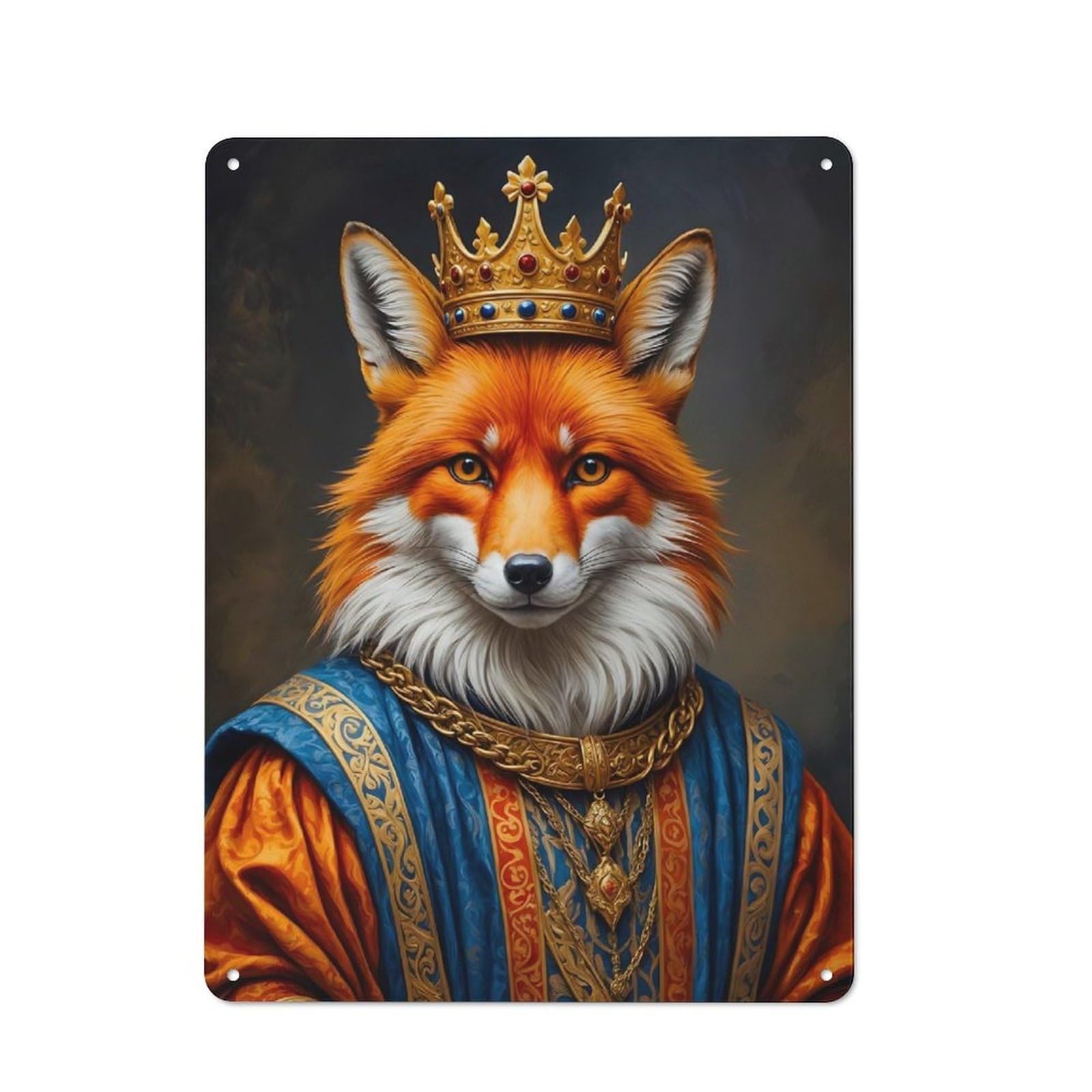 Junmoney Fox King Office Metal Sign With Design 40X30cm, Classic Studio Wall Plaque For Home Office, Reading Corner Or Bedroom