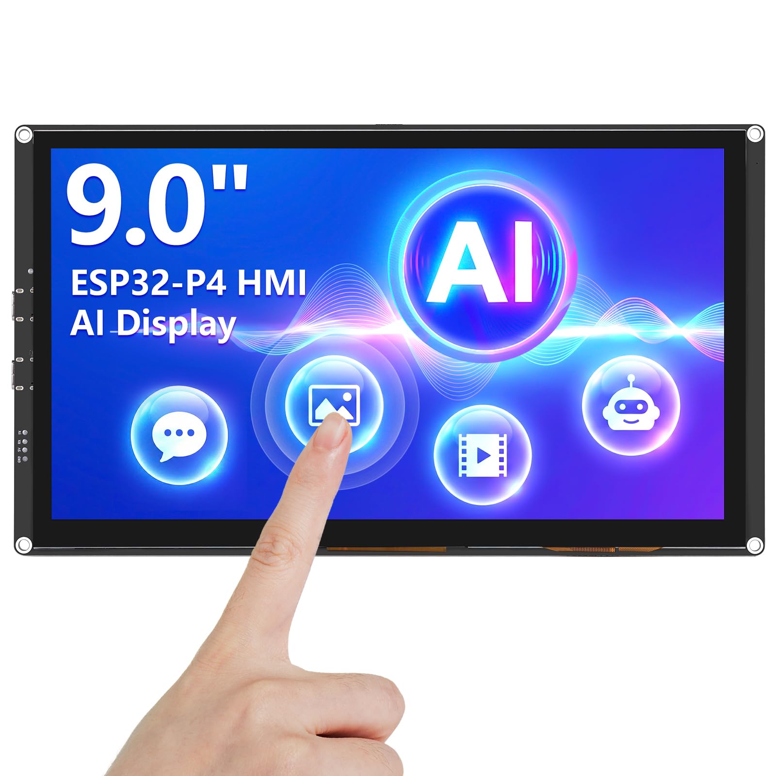 ELECROW ESP32 Display 1024x600, 9 Zoll HMI ESP32-P4 IPS Touchscreen, Unterstützung für KI-Sprachinteraktion, ESP32-P4 Dual-Core-Prozessor, bis zu 400MHz, kompatibel mit Arduino, LVGL (ohne Kamera)