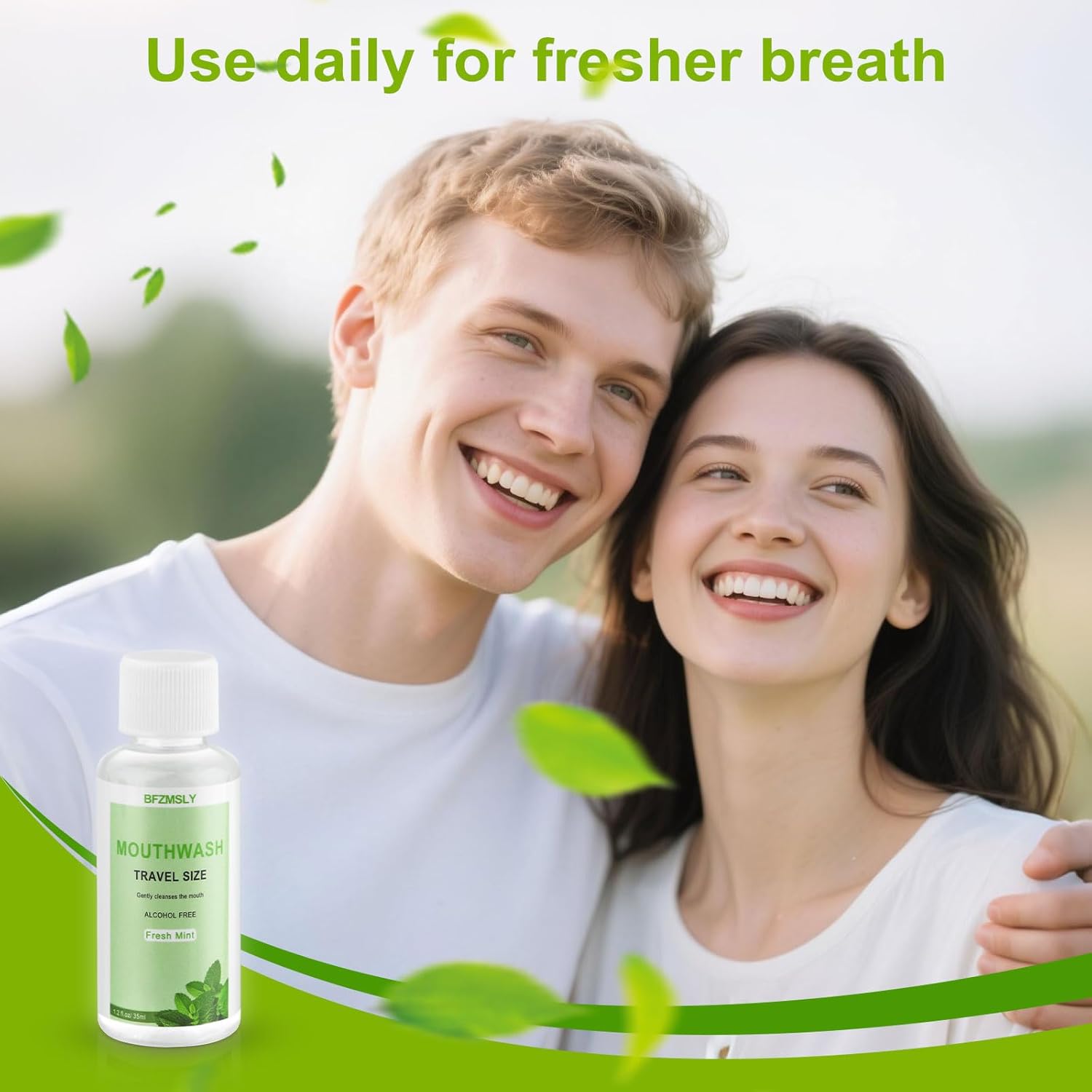 50 Pc Travel Size Mouthwash, 1.2oz/35ml Mini Mouthwash, Alcohol-Free, Portable Oral Rinse for Travel, Hotels, On-The-Go (Mint) - Image 4