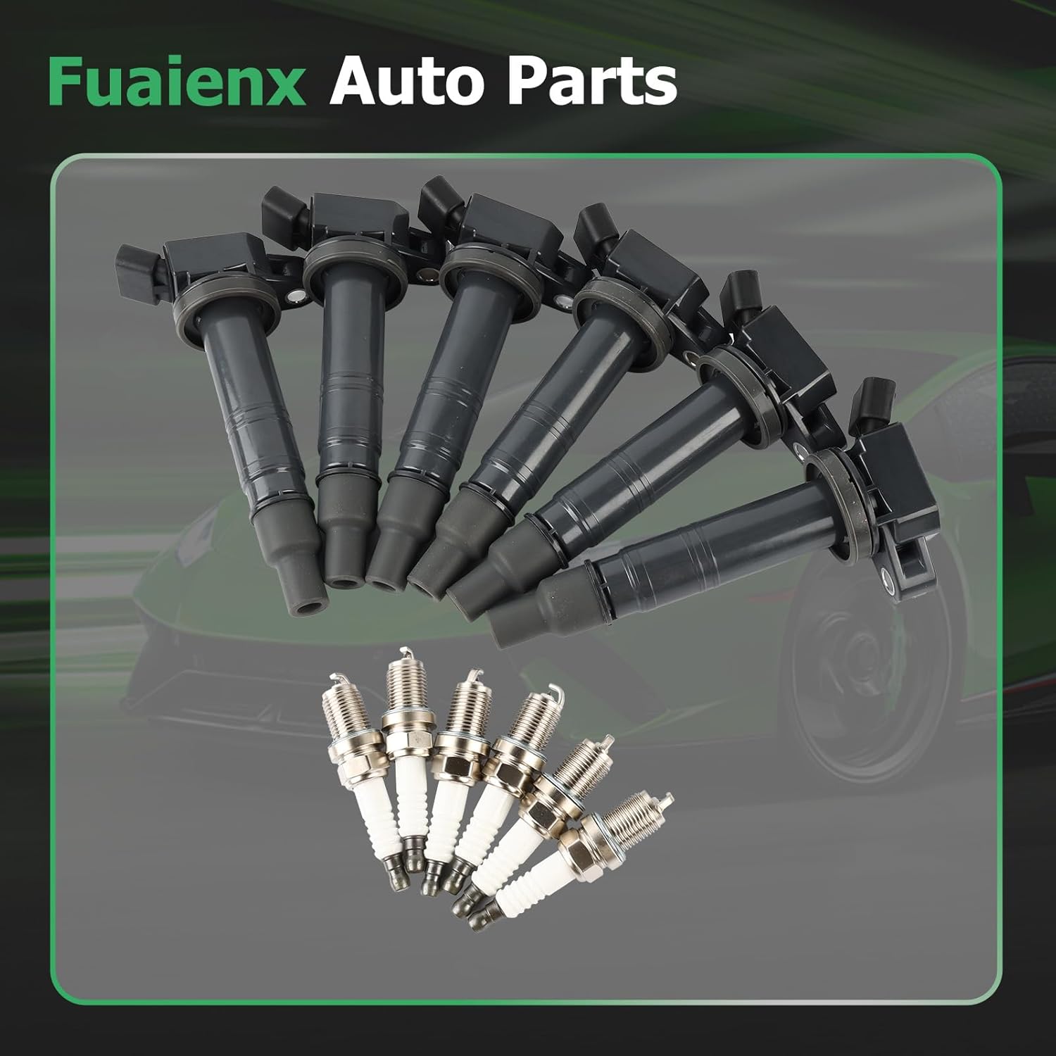 UF495 Ignition Coil Pack with Spark Plugs, Set of 6, Fit for Toyota Tacoma 2005-2015, 4Runner 2003-2009, Tundra 2005-2011, FJ Cruiser 2007-2009, V6 4.0L Engines