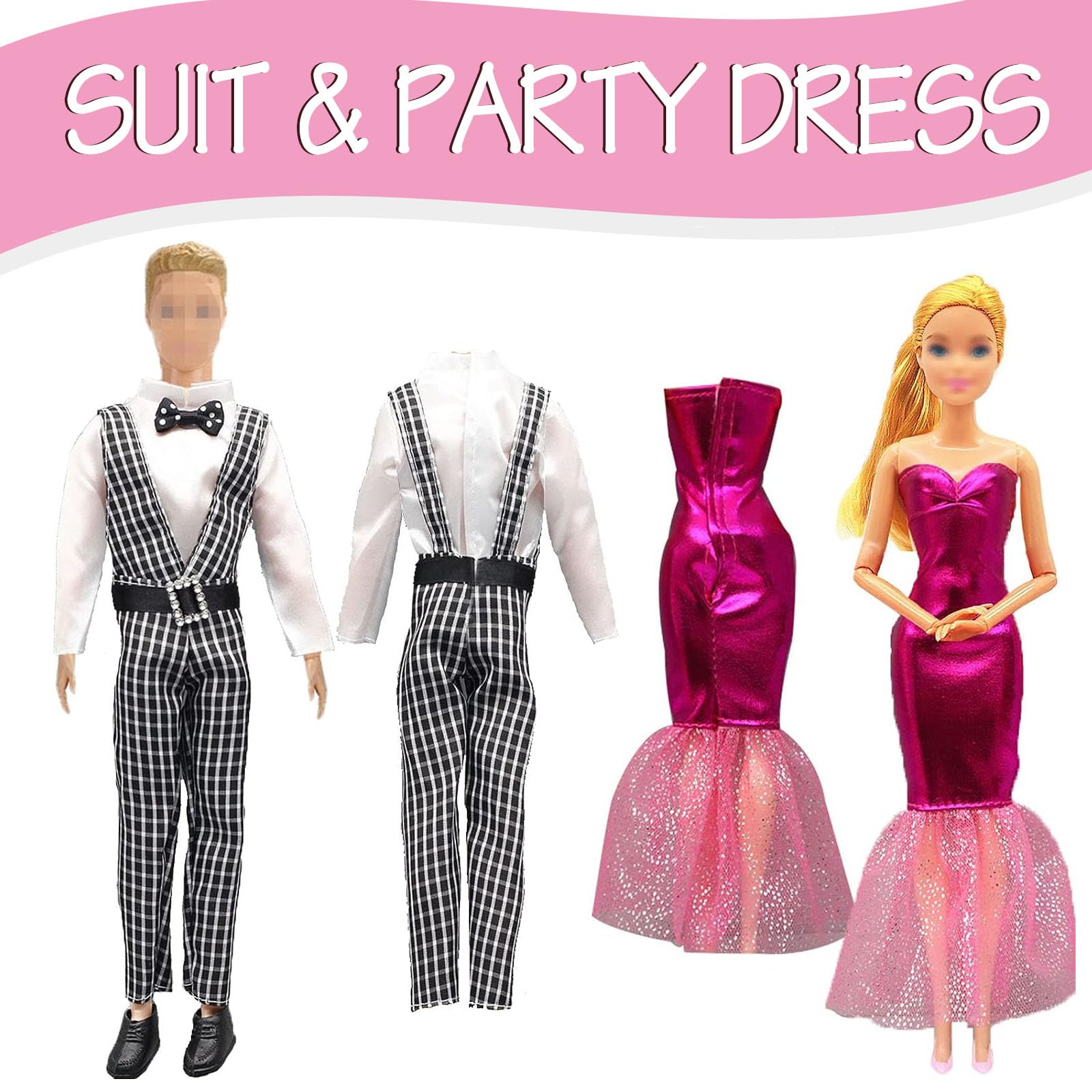 Abbigliamento Bambole Compatibile con Barbie Abbigliamento, 6 Abiti da Sposa 3 Abiti Moda 1 Top Pantaloni 1 Coppa 1 Auricolare 8 Costume da Bagno 10 Coppie di Scarpe per 11.5 Inch Bambole in Vacanza