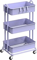 Vista 13 de Simple Houseware Carrito de metal resistente de 3 niveles, rosa