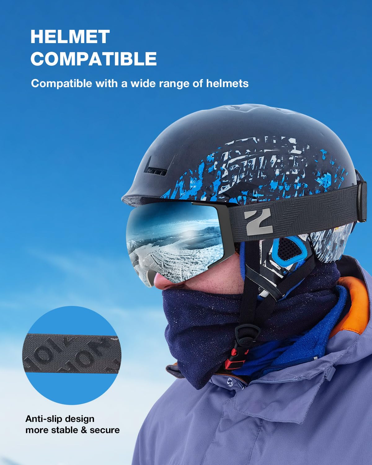 Zionor X4 narciarskie snowboardowe gogle śnieżne magnes dwuwarstwowe soczewki sferyczna konstrukcja przeciwmgielna ochrona przed promieniowaniem UV antypoślizgowy pasek dla mężczyzn kobiet