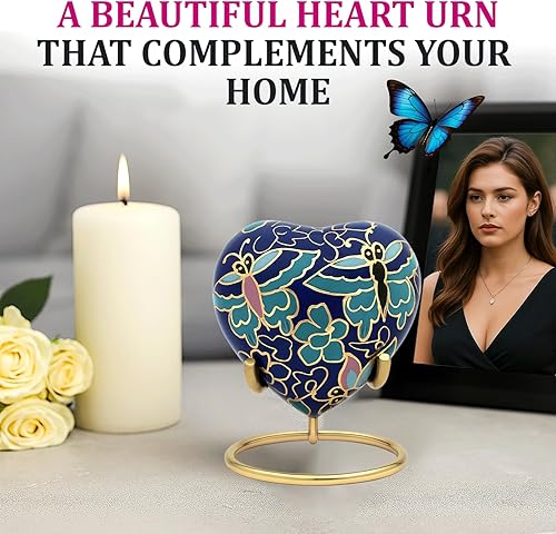 Miniatura 8 de Urna pequeña para cenizas humanas Urna de recuerdo de mariposa Urna de corazón Una urna de cremación en forma de corazón amorosa para honrar su
