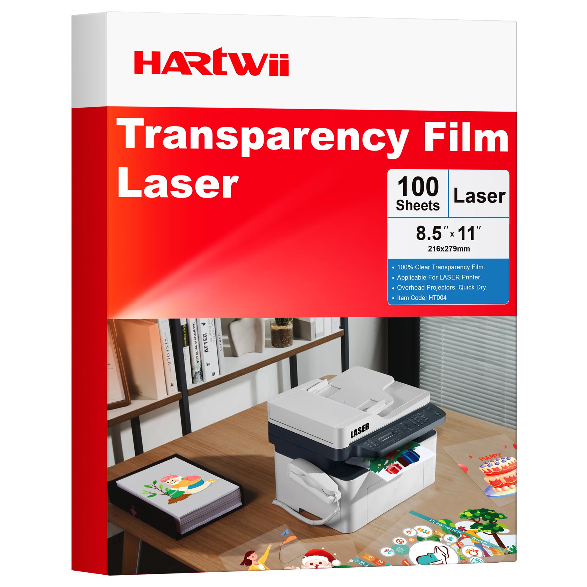 Laser Transparency Film 8.5 x 11" 100 Sheets for Laser Jet Printer