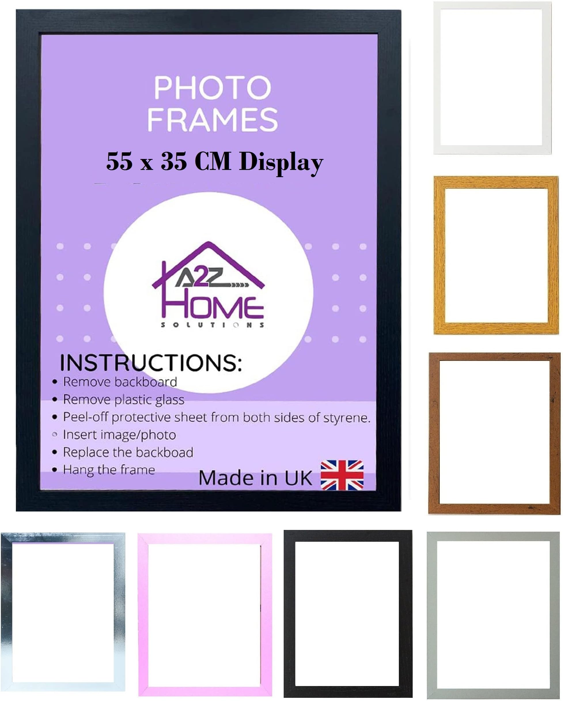 Style In 55x35 cm Picture Frame Landscape & Portrait Picture Poster Photo Frame Plexi (Non-Glass) Wall Mount MDF Fitted Quality Backing (Black)