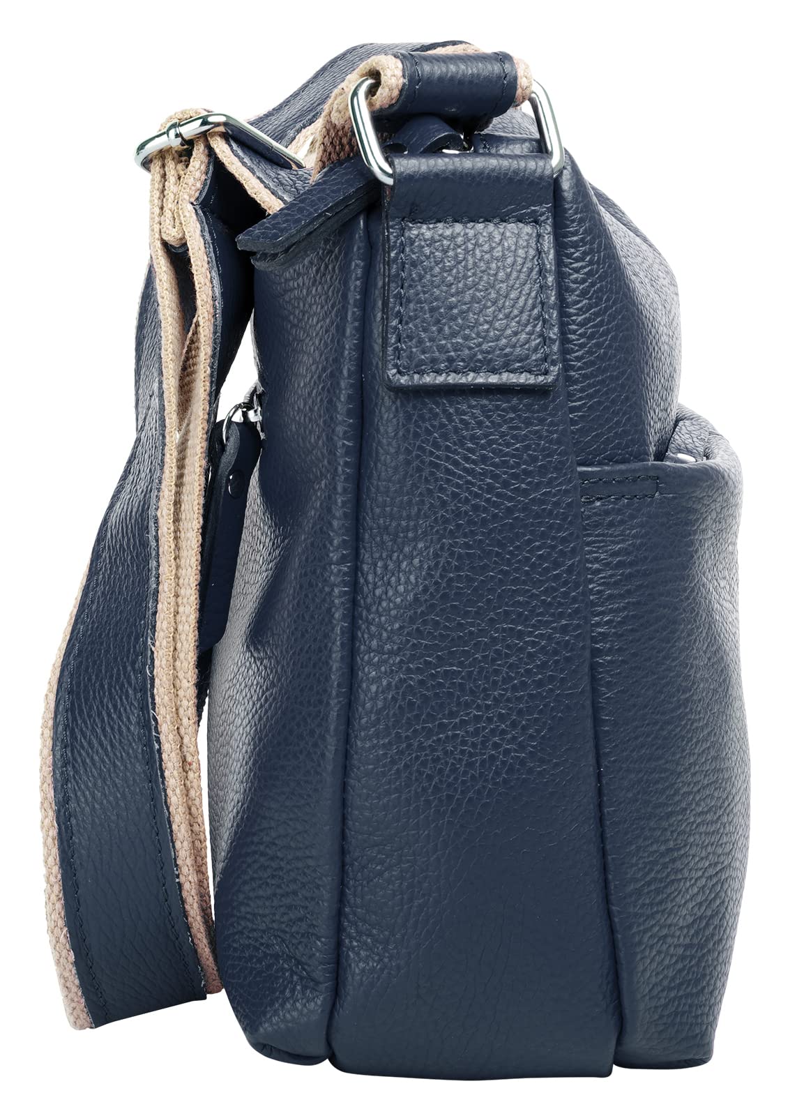 Umhängetasche Echt Leder Damen Made in Italy, Handtasche mit Smartphonefach, Schultertasche mit Tragegurt