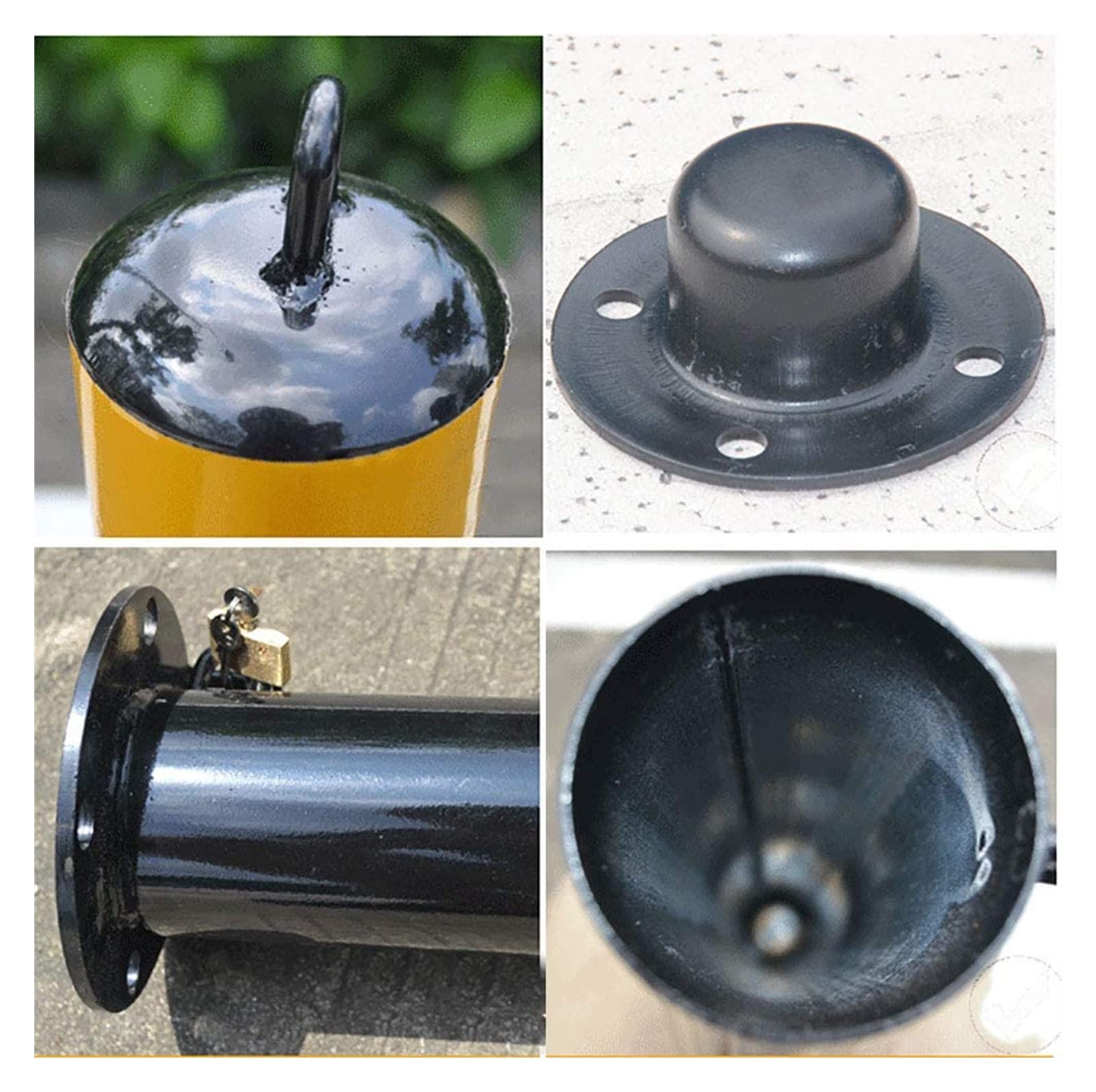 Paletti di Sicurezza per vialetti d'accesso e Set di Catene in plastica da 5 m, paletti di parcheggio con Anello di Sospensione e Nastro Riflettente, Base Mobile