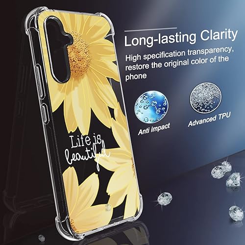 Miniatura 3 de Osophter Funda para Samsung Galaxy A54 5G para niñas y mujeres, diseño floral con 2 protectores de pantalla, absorción de golpes, flexible de goma
