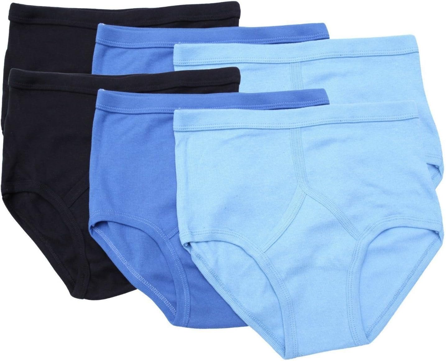 Mens Interlock 100% Cotton Y Fronts Briefs Underwear Blue or White Small-5XL (6 Pack)