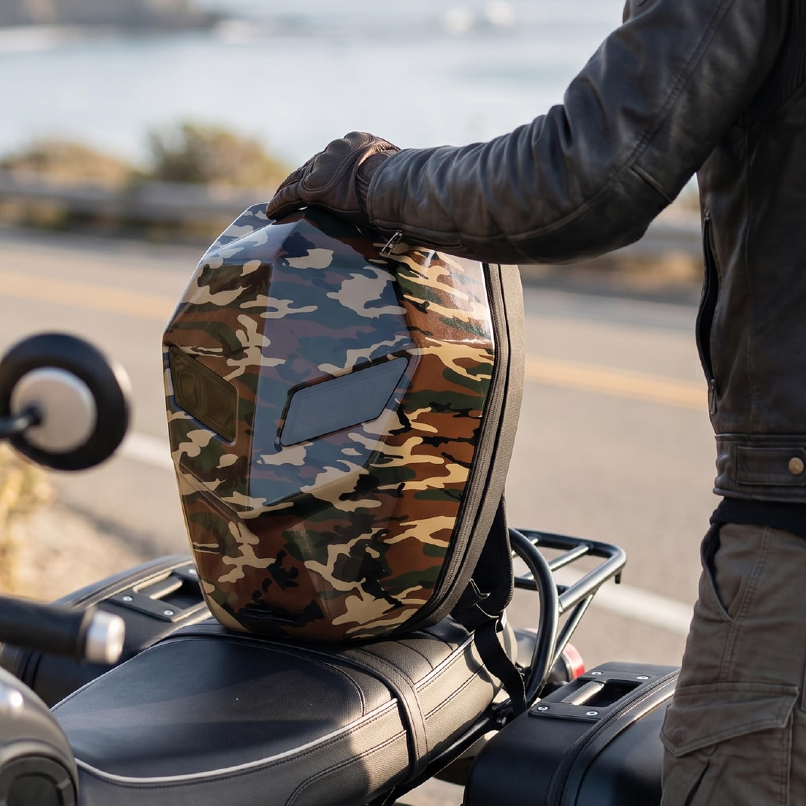 SEAFRONT Plecak Motocyklowy Programowalny Plecak LED, Sterowanie Bluetooth